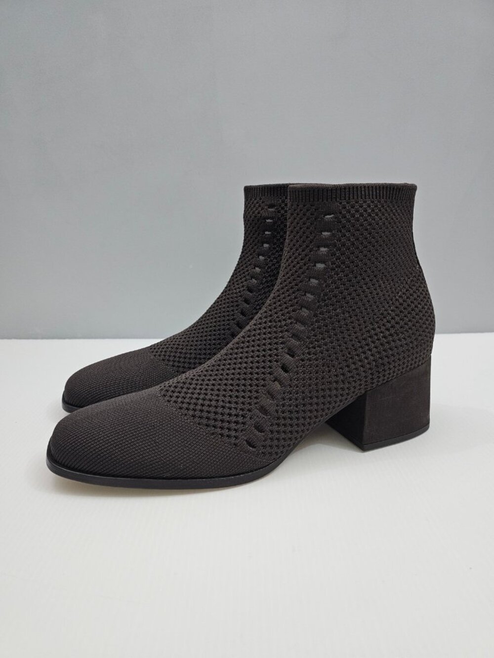 Eileen Fisher Paron Sock Bootie Women 10 Chocolate Brown Knit Ankle Boot Pull On
